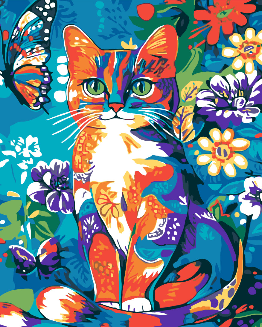 Painting by Numbers Flower Cat