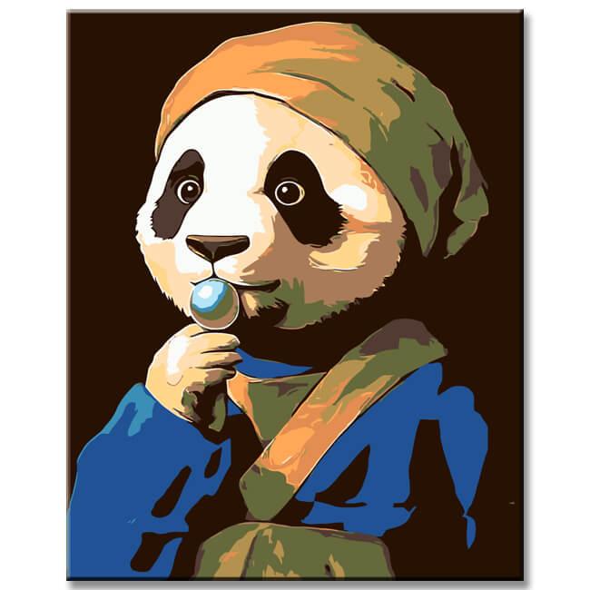 Painting by Numbers Panda Girl with Pearl