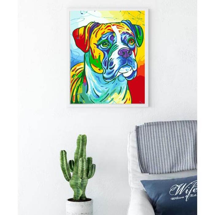 Painting by numbers dog great dane rainbow colorful