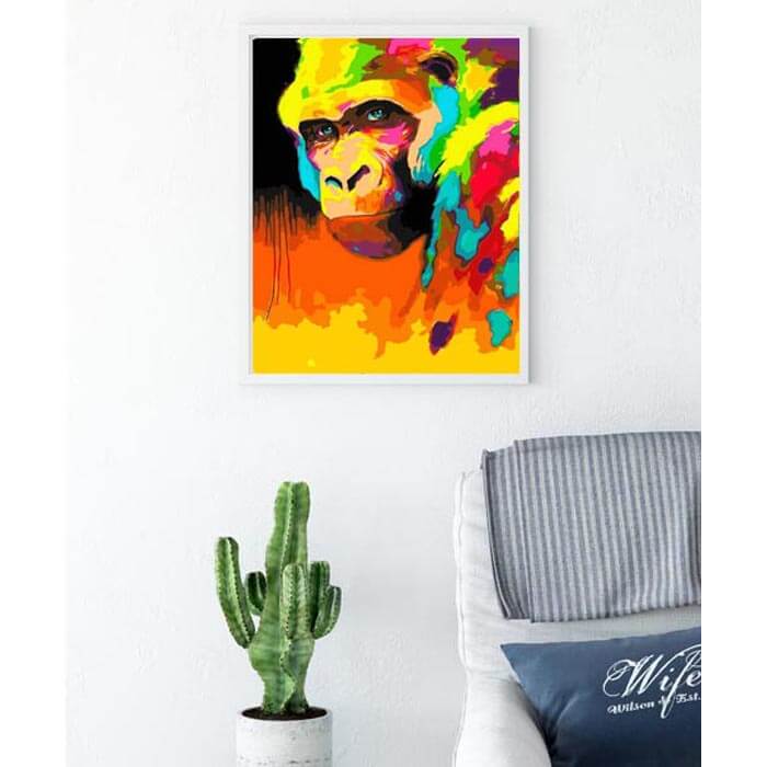 Painting by numbers monkey rainbow colorful