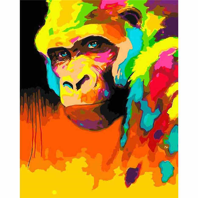 Painting by numbers monkey rainbow colorful