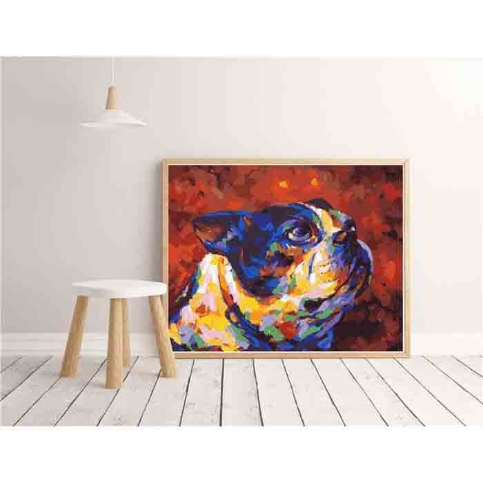 Painting by Numbers Dog Colored Portrait Modern Animal Art