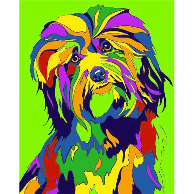 Painting by Numbers Colorful Wildlife Dog Portrait