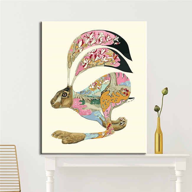Painting by numbers brown hare animal art