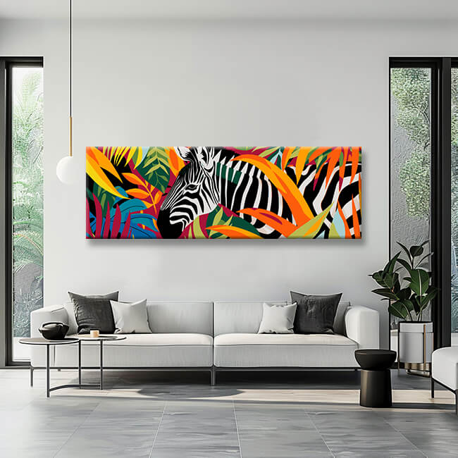 Painting by Numbers Panorama Zebra Colorful Flowers
