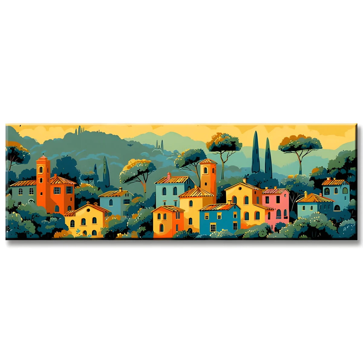 Painting by Numbers Panorama Colorful Houses Village