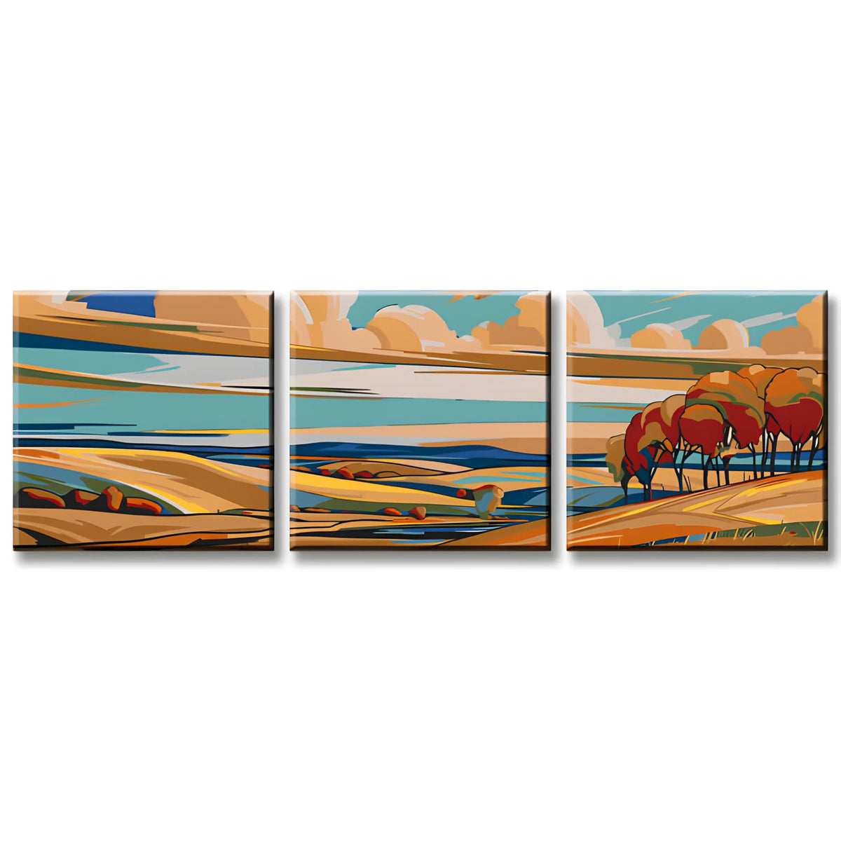 Paint by Numbers Triptych Summer Landscape 3-panel