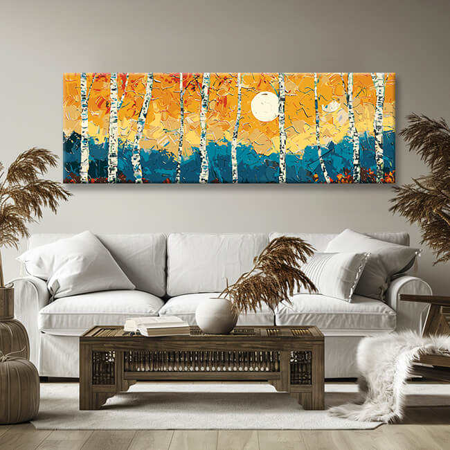 Painting by Numbers Panorama Birch forest in The Evening
