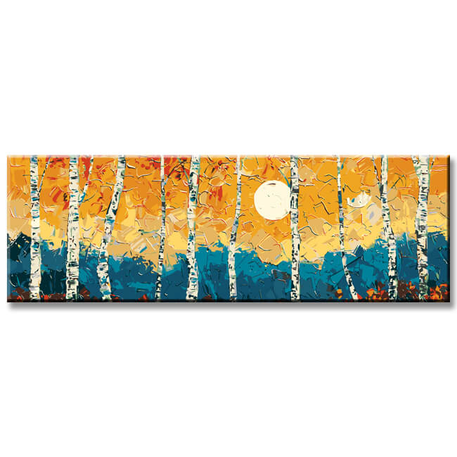 Painting by Numbers Panorama Birch forest in The Evening
