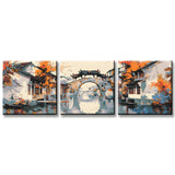 Paint by Numbers Triptych Old Village China 3-panel