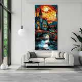 Painting by Numbers Panoramic House with Sun with Tiffany Style