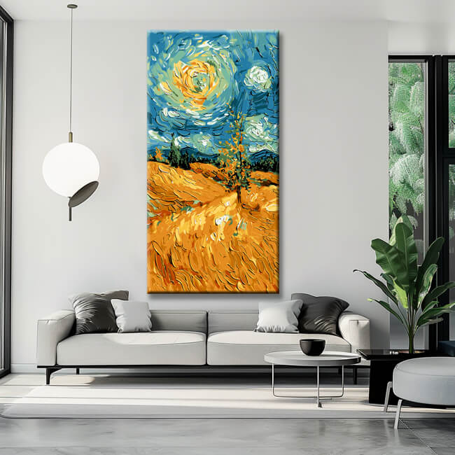 Painting by Numbers Panoramic Wheat Field in Van Gogh Style