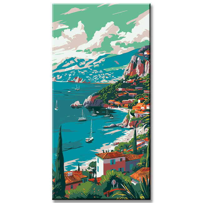Painting by Numbers Panoramic Coastal Landscape Village