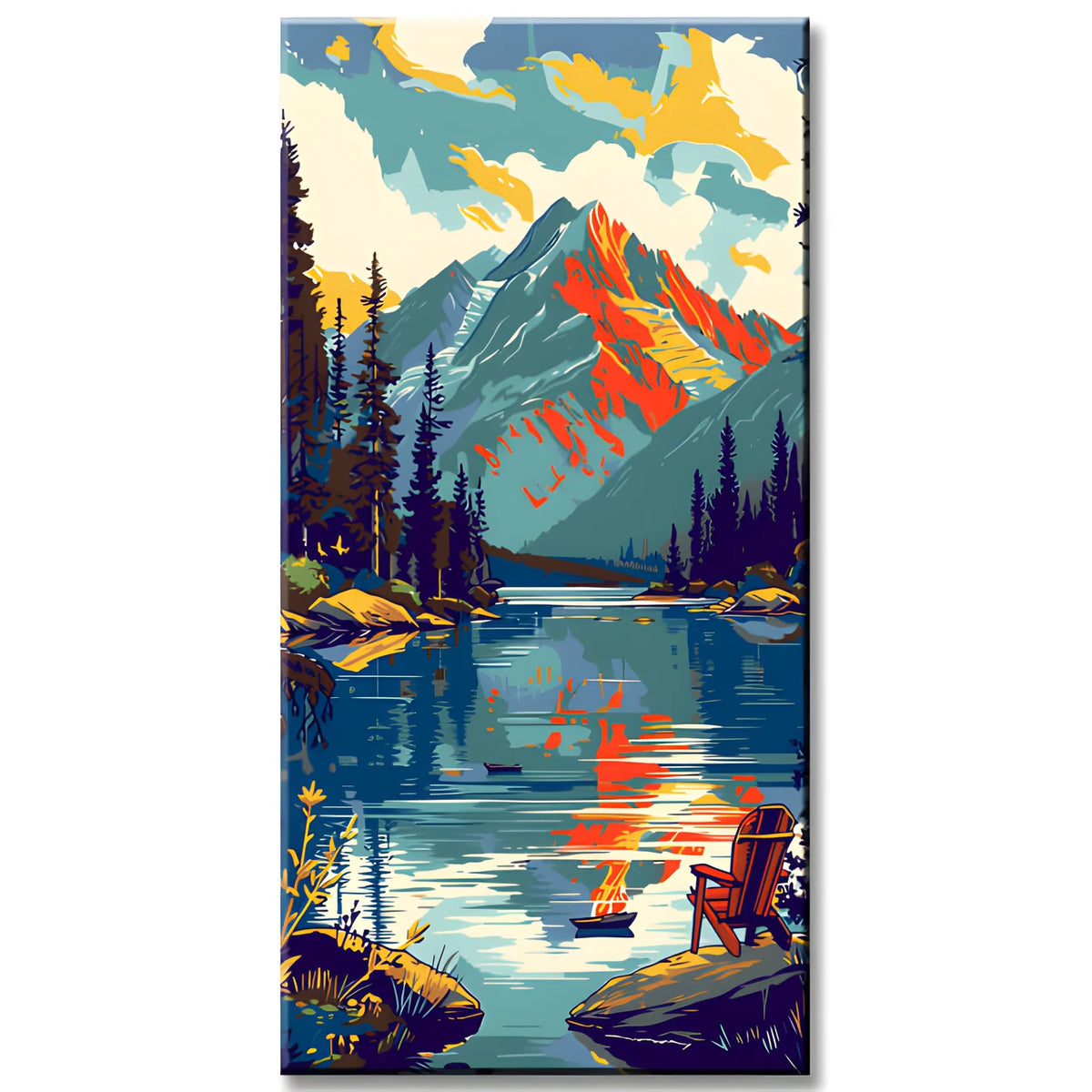 Painting by Numbers Panoramic Mountain Lake Evening Atmosphere