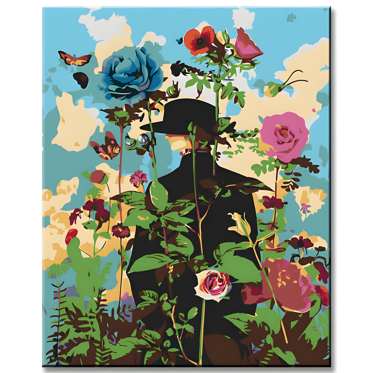 Paint by Numbers Wildflowers with Lady in Black Suit