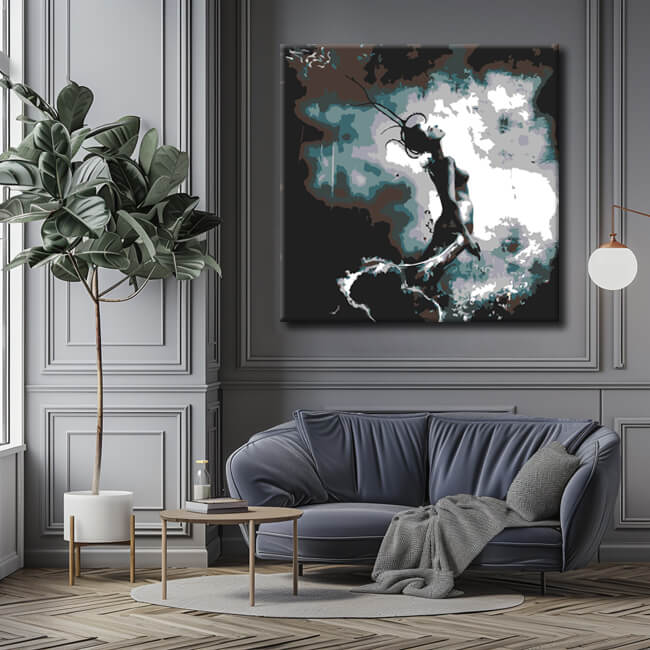 Painting by numbers mermaid in black and white I