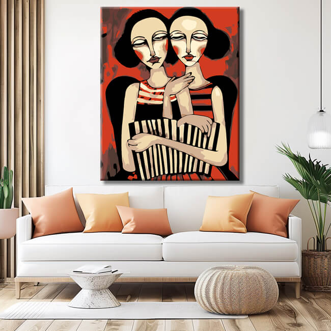 Painting by Numbers Abstract Art Circus of 2 Women I