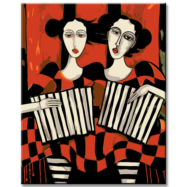 Painting by Numbers Abstract Art Circus of 2 Women II