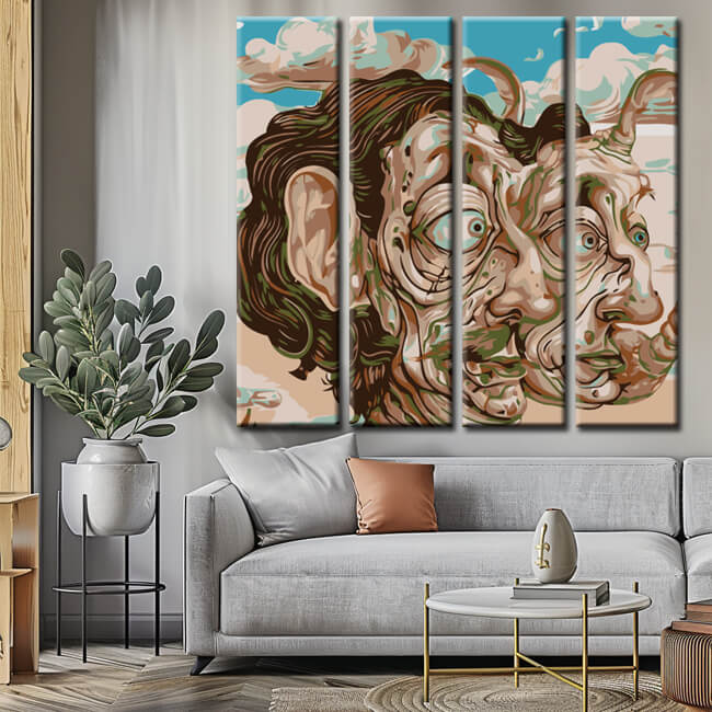 Painting by Numbers Surrealism Portrait 4-Panel