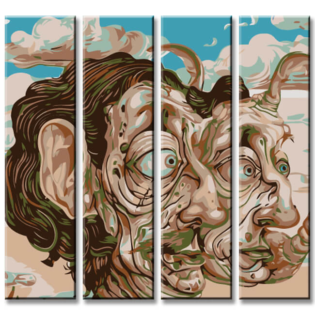 Painting by Numbers Surrealism Portrait 4-Panel