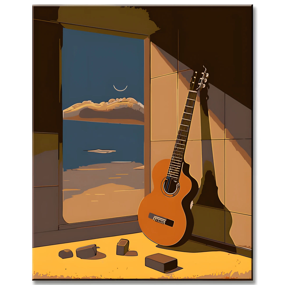 Painting by Numbers Violao Na ParedeGuitar on The Wall II