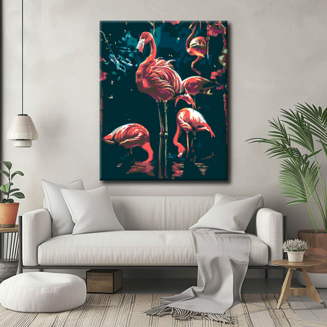 Painting by numbers The glowing flamingo