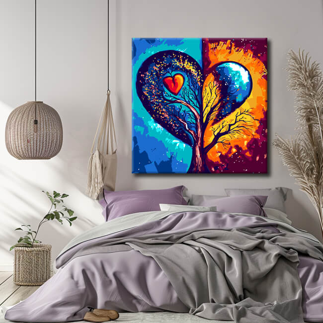 Painting by numbers heart soul symbol of yin and yang energies