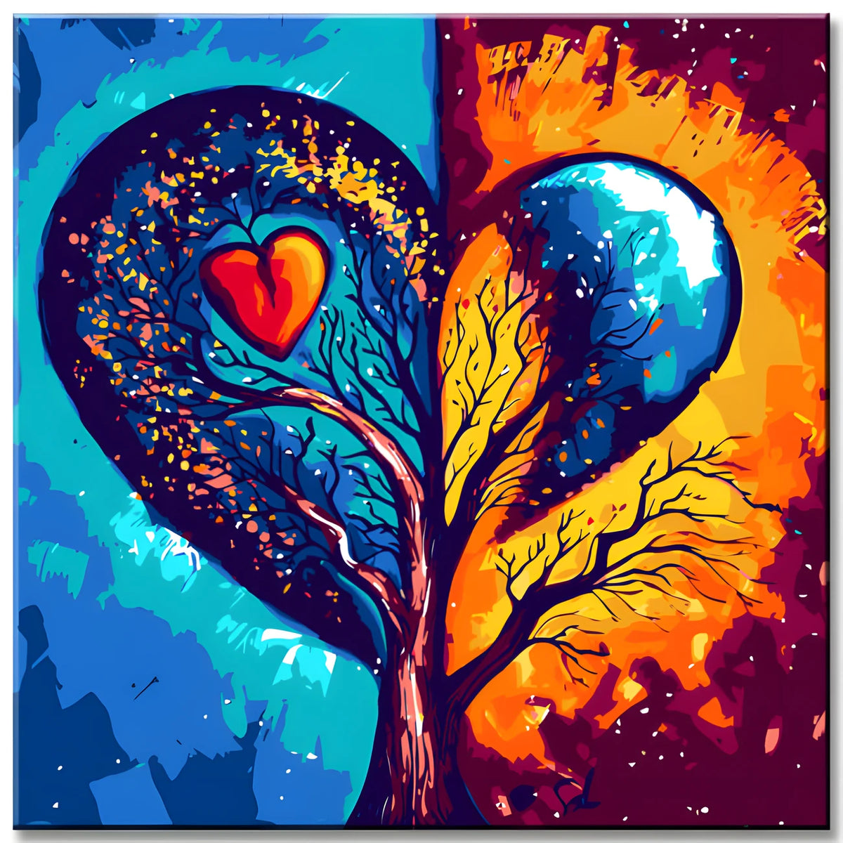 Painting by Numbers Heart Soul Symbol of Yin and Yang Energies