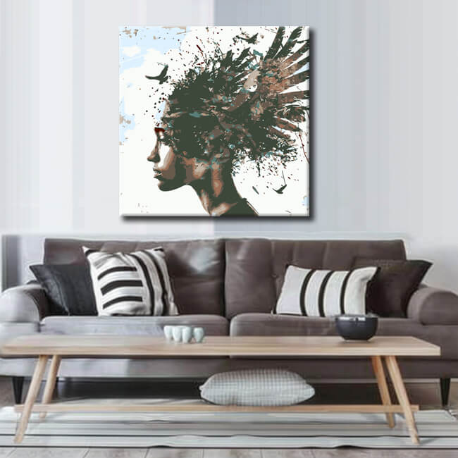 Painting by Numbers Creative Face with Birds I