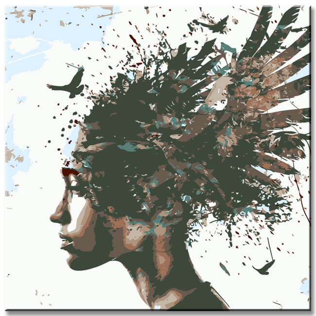 Painting by Numbers Creative Face with Birds I