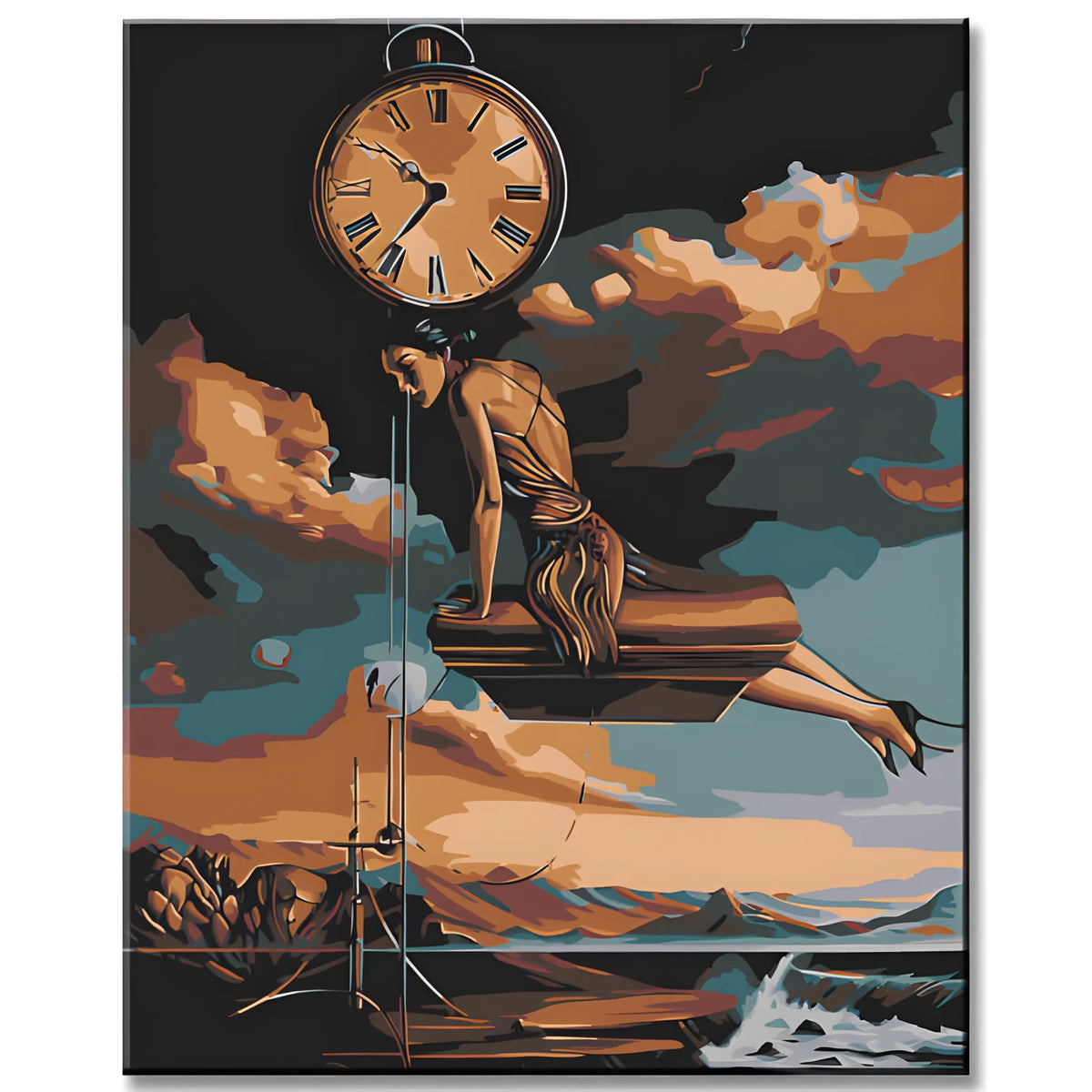 Paint by Numbers Surrealism Woman with Clock II