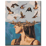 Paint by Numbers Modern Art Bathing with Birds