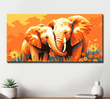 Paint by Numbers 2 Elephants Modern Animal Art