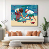 Painting by numbers children and crabs