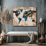 Painting by numbers world map motif