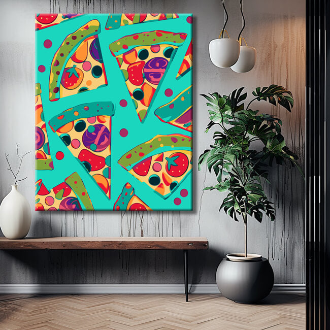 Painting by numbers pizza slices