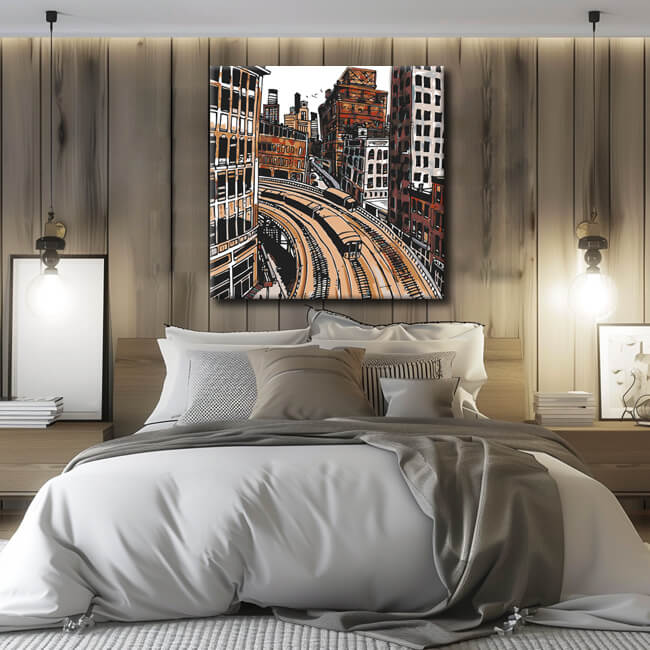 Painting by numbers trains in the city