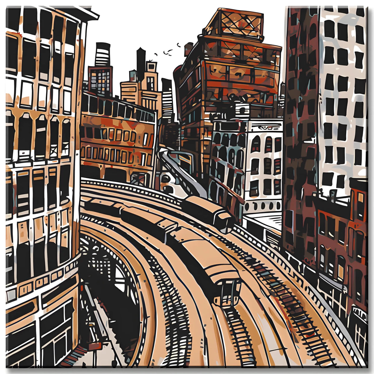 Paint by Numbers Train in the City of Berlin