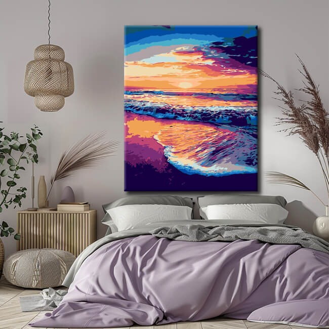 Painting by numbers Sunset over the Pacific