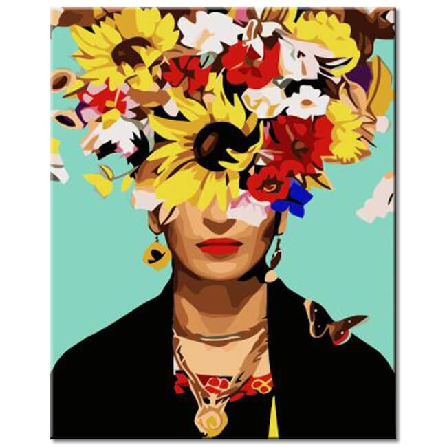 Frida Kahlo Floral Art Paint by Numbers - Paint My Numbers