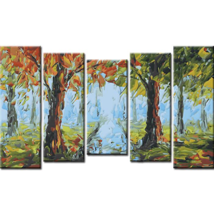 Painting by numbers nature forest landscape 5 pieces