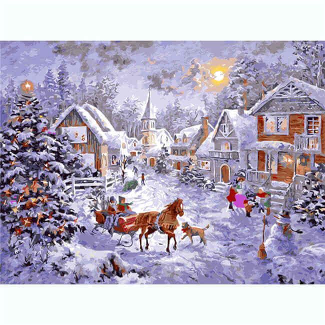 Painting by numbers christmas village