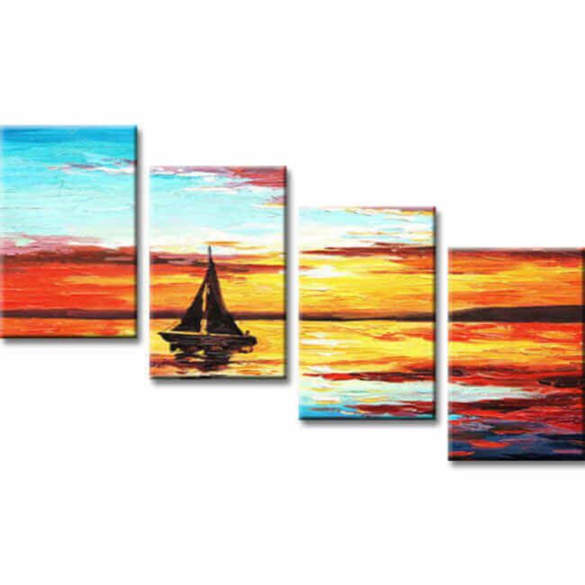 Painting by Numbers Sunrise at Sea - 4 Panel