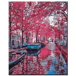 Adult Paint by Numbers with Frame, Amsterdam Canals